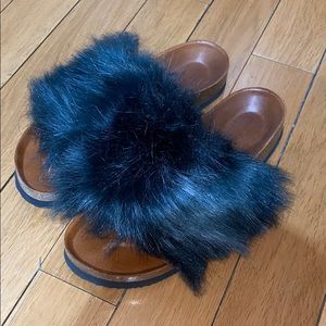 Zara flat furry sandals